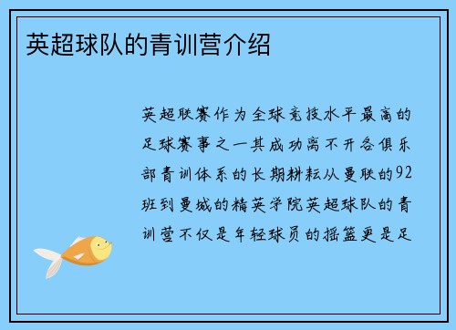 英超球队的青训营介绍